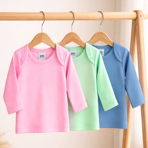 Baby Envelope Neck Full Sleeve Vest – Pack of 3 | Multicolor