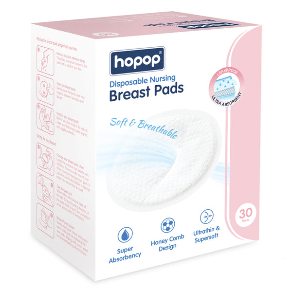 Hopop Disposable Nursing Breast Pads - Soft & Leak-Proof for Moms (30 Pcs)