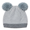 Kids Woolen Cap with Fur Lining, Striped Design Warm Knitted Double Pom Pom Winter Beanie for Boys & Girls (3-6 Years)
