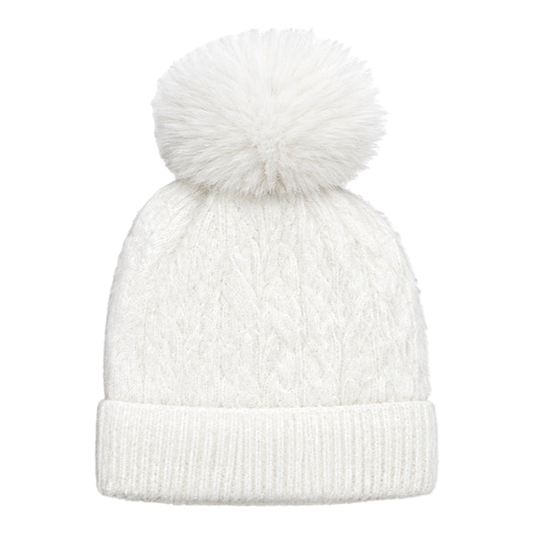 Kids Woolen Cap with Soft Pom Pom, Warm Winter Beanie with Ribbed Folded Cuff and Cozy Textured Design for Boys & Girls (3-6 Years)