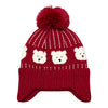 Kids Woolen Cap with Cute Bear Pattern, Warm Winter Beanie with Earflap Design, Soft Pom Pom and Ribbed Cuff for Boys & Girls (3-6 Years)