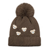 Kids Woolen Cap with Cute Teddy Bear Embroidery and Fluffy Pom Pom Warm, Cozy, Soft Knit Winter Hat for Babies and Toddlers (3-6 Years)