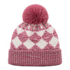 Kids Woolen Cap with Geometric Pattern and Soft Pom Pom, Warm Winter Beanie with Ribbed Folded Cuff for Boys & Girls (3-6 Years)