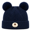 Kids Woolen Cap with Fur Lining, Bear Ears Design Warm Chunky Knit Double Pom Pom Winter Beanie for Boys & Girls (3-6 Years)