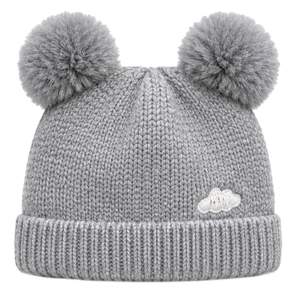Baby Woolen Cap with Fur Lining, Zigzag Design Warm Knitted Faux Fur Pom Pom Winter Beanie for Boys & Girls (1-3 Years)