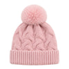 Kids Woolen Cap with Textured Pattern and Soft Pom Pom, Warm Winter Beanie with Folded Cuff for Boys & Girls (3-6 Years)