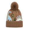 Kids Woolen Cap with Fur Lining, Dinosaur Design Warm Knitted Faux Fur Pom Pom Winter Beanie for Boys & Girls (3-6 Years)