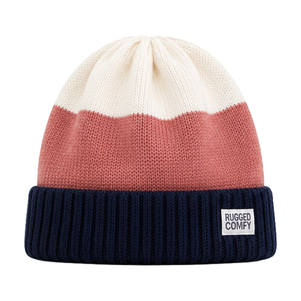 Baby Woolen Cap with Fur Lining, Colour Block Design Warm Knitted Winter Beanie for Boys & Girls (2-4 Years)