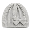 Baby Woolen Cap with Fur Lining, Cable Knit Bow Design Warm Knitted Winter Beanie for Girls & Boys (1-3 Years)