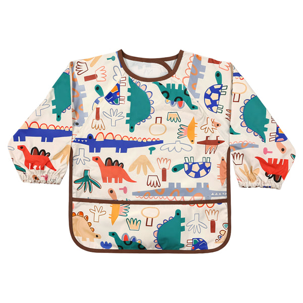 Waterproof Full Sleeve Baby Bib with Food Catcher Pocket – Apron Style