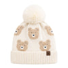 Baby Woolen Cap with Fur Lining, Teddy Bear Design Warm Knitted Pom Pom Winter Beanie for Boys & Girls (3-6 Years)