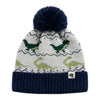 Kids Woolen Cap with Dinosaur Pattern and Soft Pom Pom, Warm Winter Beanie with Folded Cuff for Boys & Girls (3-6 Years)