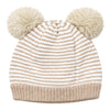 Kids Woolen Cap with Fur Lining, Striped Design Warm Knitted Double Pom Pom Winter Beanie for Boys & Girls (3-6 Years)