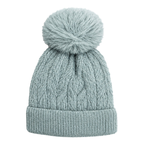 Kids Woolen Cap with Soft Pom Pom, Warm Winter Beanie with Ribbed Folded Cuff and Cozy Textured Design for Boys & Girls (3-6 Years)
