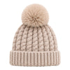 Baby Woolen Cap with Fur Lining, Cable Knit Design Warm Knitted Pom Pom Winter Beanie for Boys & Girls (0-1 Years)