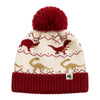 Kids Woolen Cap with Dinosaur Pattern and Soft Pom Pom, Warm Winter Beanie with Folded Cuff for Boys & Girls (3-6 Years)
