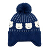 Kids Woolen Cap with Cute Bear Pattern, Warm Winter Beanie with Earflap Design, Soft Pom Pom and Ribbed Cuff for Boys & Girls (3-6 Years)