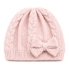Baby Woolen Cap with Fur Lining, Cable Knit Bow Design Warm Knitted Winter Beanie for Girls & Boys (1-3 Years)