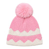Baby Woolen Cap with Fur Lining, Zigzag Design Warm Knitted Faux Fur Pom Pom Winter Beanie for Boys & Girls (2-4 Years)