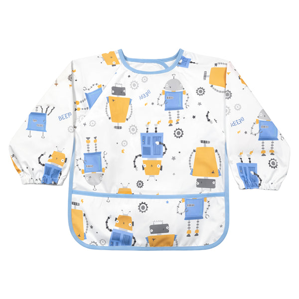 Waterproof Full Sleeve Baby Bib with Food Catcher Pocket – Apron Style