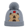 Kids Woolen Cap with Cute Bear Design, Warm Winter Beanie with Soft Pom Pom and Ribbed Folded Cuff for Boys & Girls (3-6 Years)