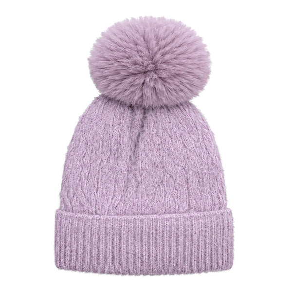 Kids Woolen Cap with Soft Pom Pom, Warm Winter Beanie with Ribbed Folded Cuff and Cozy Textured Design for Boys & Girls (3-6 Years)