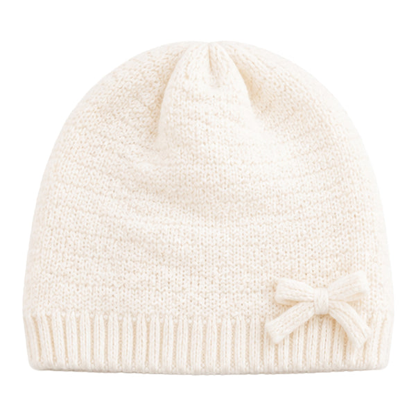 Baby Woolen Cap with Fur Lining, Bow Design Warm Knitted Winter Beanie for Boys & Girls (3-6 Years)