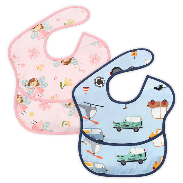 Easy-Clean Waterproof Crumb Catcher Baby Bib - Pack of 2
