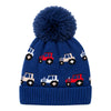 Baby Woolen Cap with Fur Lining, Tractor Design Warm Knitted Faux Fur Pom Pom Winter Beanie for Boys & Girls (3-6 Years)
