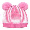 Kids Woolen Cap with Fur Lining, Striped Design Warm Knitted Double Pom Pom Winter Beanie for Boys & Girls (3-6 Years)