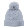Baby Woolen Cap with Fur Lining, Star Design Warm Knitted Pom Pom Winter Beanie for Boys & Girls (1-3 Years)