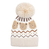 Kids Woolen Cap with Fur Lining, Fluffy Teddy Bear Design Warm Knitted Faux Fur Pom Pom Winter Beanie for Boys & Girls (3-6 Years)