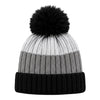 Baby Woolen Cap with Fur Lining, Colour Block Design Warm Ribbed Knit Faux Fur Pom Pom Winter Beanie for Boys & Girls (3-6 Years)