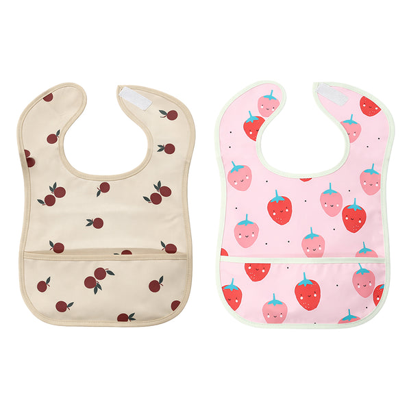 Easy-Clean Waterproof Baby Apron Bib with Crumb Catcher - Pack of 2