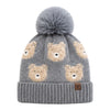 Baby Woolen Cap with Fur Lining, Teddy Bear Design Warm Knitted Pom Pom Winter Beanie for Boys & Girls (3-6 Years)