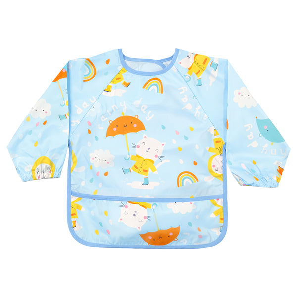 Waterproof Full Sleeve Baby Bib with Food Catcher Pocket – Apron Style