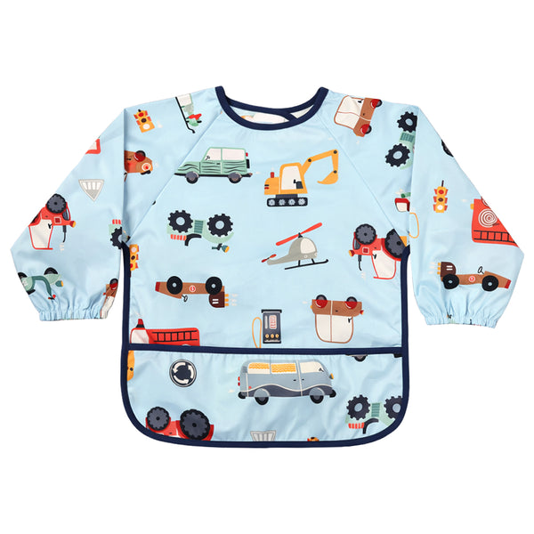 Waterproof Full Sleeve Baby Bib with Food Catcher Pocket – Apron Style