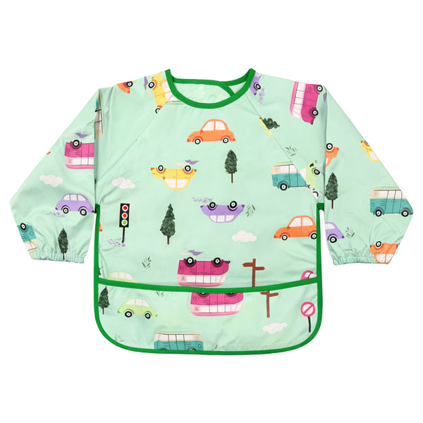 Waterproof Full Sleeve Baby Bib with Food Catcher Pocket – Apron Style