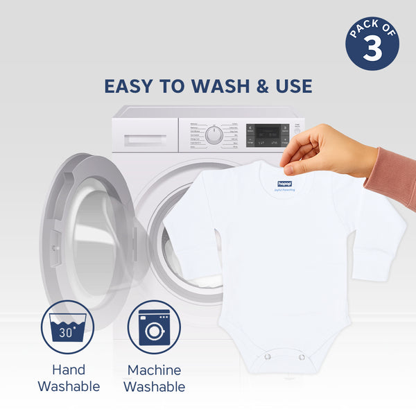 "Baby cotton round neck full sleeve romper – pack of 3 soft infant rompers"