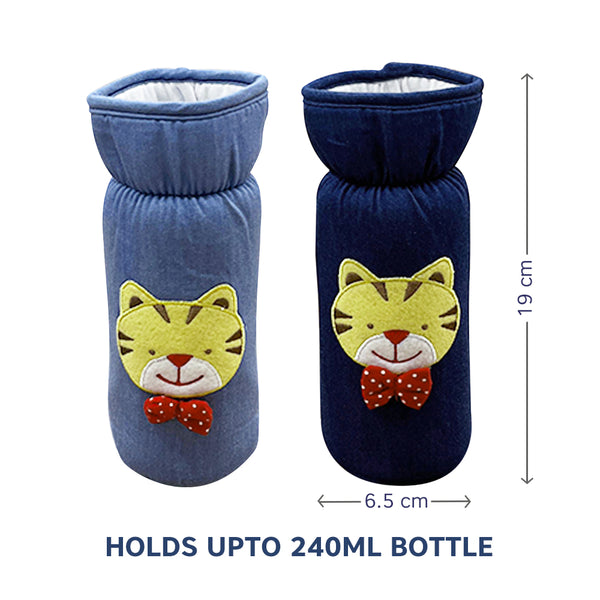 Soft Denim Baby Feeding Bottle Cover with Easy to Hold Strap - hopop.in
