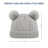 Kids Woolen Cap with Double Pom Poms, Warm Winter Beanie with Cable Knit Pattern and Ribbed Folded Cuff for Boys & Girls (3-6 Years)