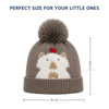 Kids Woolen Cap with Cute Bear Design, Warm Winter Beanie with Soft Pom Pom and Ribbed Folded Cuff for Boys & Girls (3-6 Years)