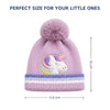 Kids Woolen Cap with Cute Unicorn Embroidery, Warm Winter Beanie with Soft Pom Pom and Folded Cuff for Boys & Girls (2-4 Years)
