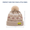 Baby Woolen Cap with Fur Lining, Car Patch Design Warm Knitted Pom Pom Winter Beanie for Boys & Girls (1-3 Years)