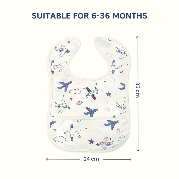 Easy-Clean Waterproof Baby Apron Bib with Crumb Catcher - Pack of 2