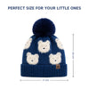 Baby Woolen Cap with Fur Lining, Teddy Bear Design Warm Knitted Pom Pom Winter Beanie for Boys & Girls (3-6 Years)