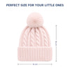 Baby Woolen Cap with Fur Lining, Cable Knit Design Warm Knitted Faux Fur Pom Pom Winter Beanie for Boys & Girls (1-3 Years)