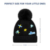 Kids Woolen Cap with Cute Vehicle Embroidery, Warm Winter Beanie with Soft Pom Pom and Ribbed Folded Cuff for Boys & Girls (3-6 Years)