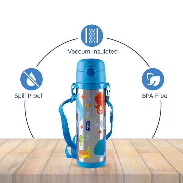 Insulated Stainless Steel Sipper Water Bottle for Kids - 480 ml - hopop.in