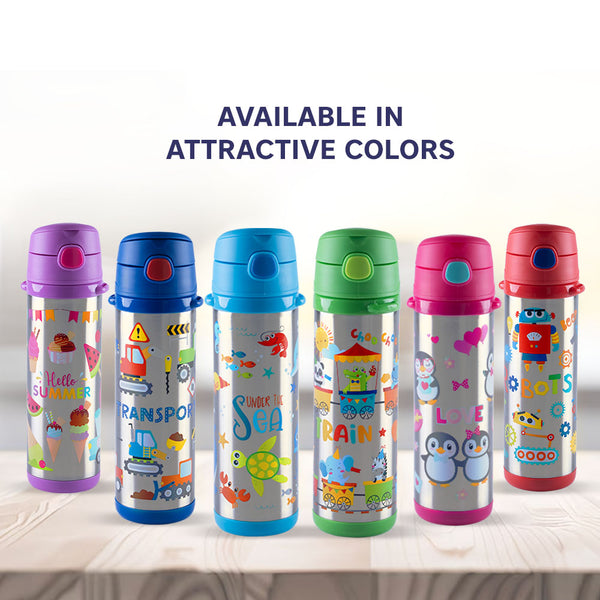 Insulated Stainless Steel Sipper Water Bottle for Kids - 480 ml - hopop.in